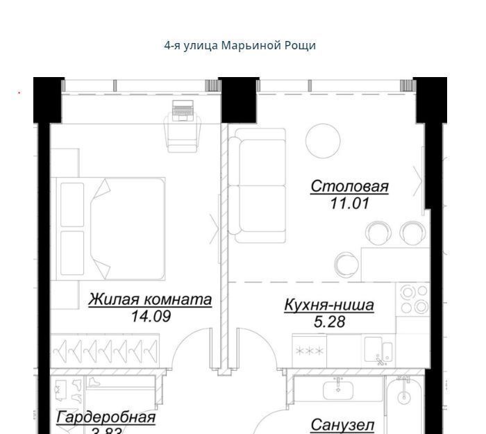 квартира г Москва метро Марьина Роща ул 4-я Марьиной Рощи 12к/1 фото 2