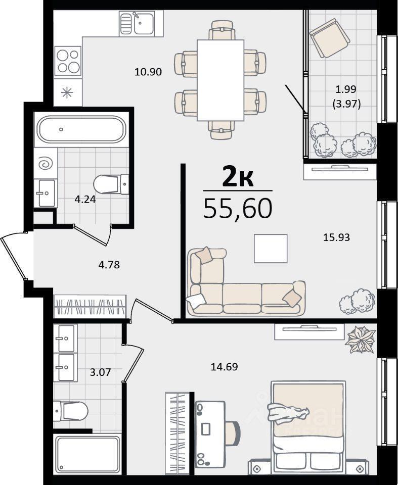 квартира г Краснодар р-н Карасунский ул Сормовская 3/7 фото 1