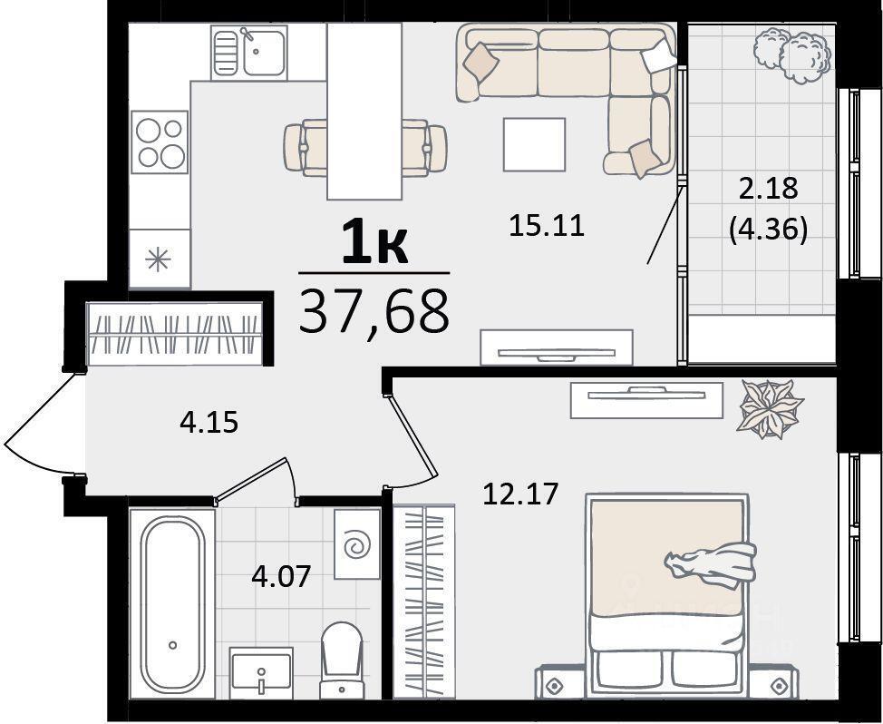 квартира г Краснодар р-н Карасунский ул Сормовская 3/7 фото 1