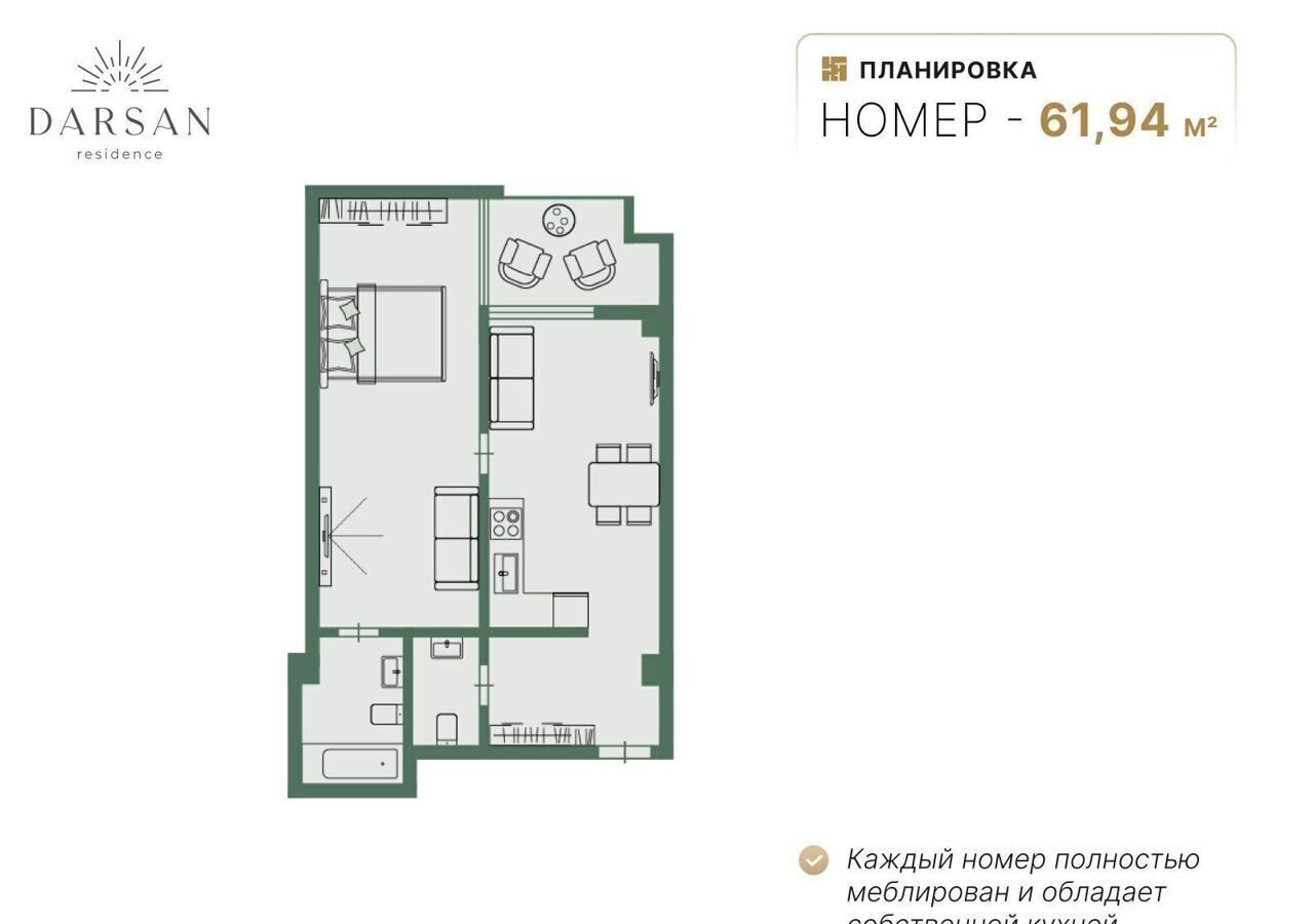 квартира г Ялта ул Войкова 39а МФК «Резиденция Дарсан» корп. 1 фото 2