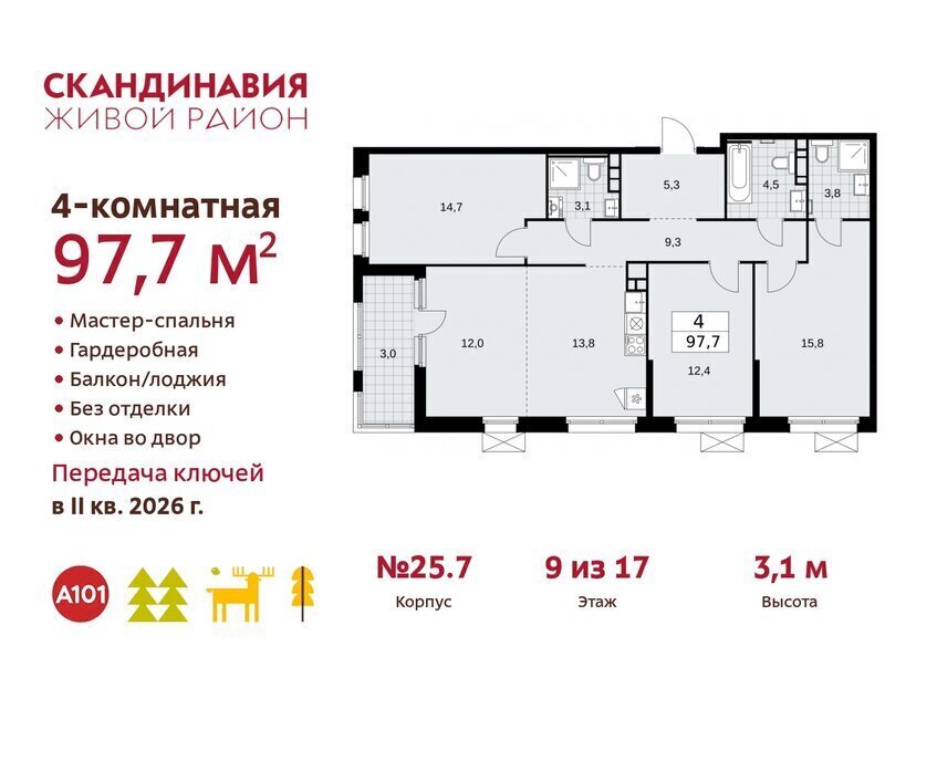 квартира г Москва метро Коммунарка ТиНАО жилой комплекс Скандинавия фото 1