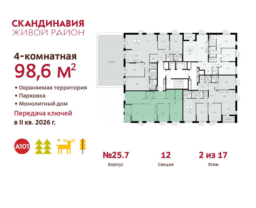 квартира г Москва метро Коммунарка ТиНАО жилой комплекс Скандинавия фото 2