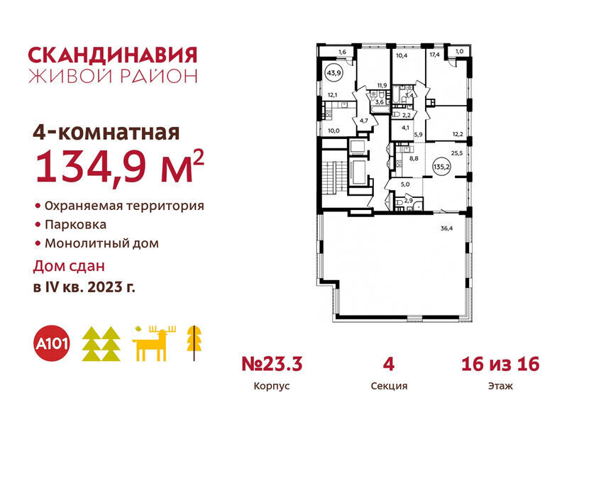 квартира г Москва метро Коммунарка ТиНАО жилой комплекс Скандинавия, к 23. 3 фото 2