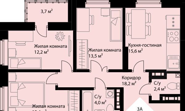 квартира г Екатеринбург р-н Орджоникидзевский Эльмаш ЖК Веер Парк Проспект Космонавтов, жилрайон фото 1