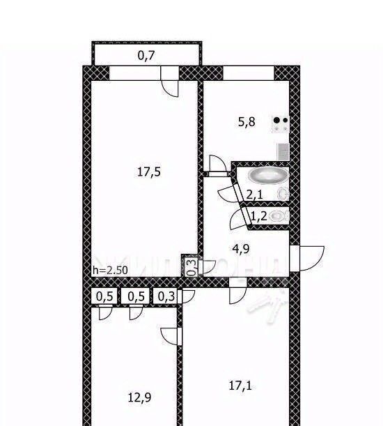 квартира г Чита р-н Железнодорожный ул Ватутина 25 фото 16