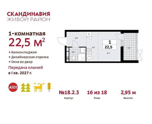 метро Коммунарка метро Бунинская аллея ТиНАО жилой комплекс Скандинавия, 18. 2.2 фото