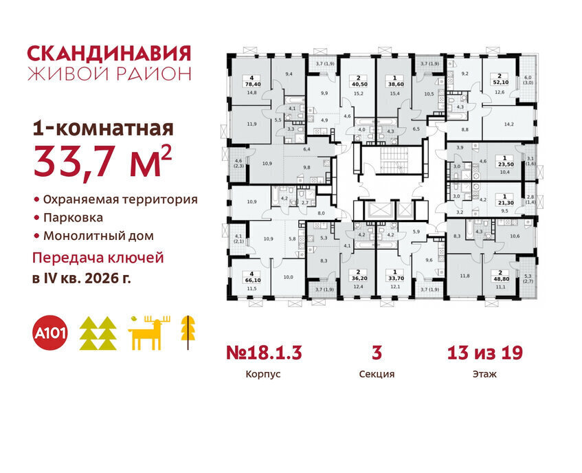 квартира г Москва метро Коммунарка метро Бульвар Адмирала Ушакова ТиНАО жилой комплекс Скандинавия, 18. 2.1 фото 2