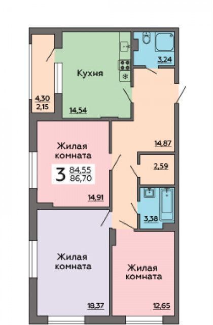 квартира г Воронеж р-н Ленинский ул Краснознаменная 109/1 Клубный дом на Краснознамённой «Дом Офицеров» фото 9