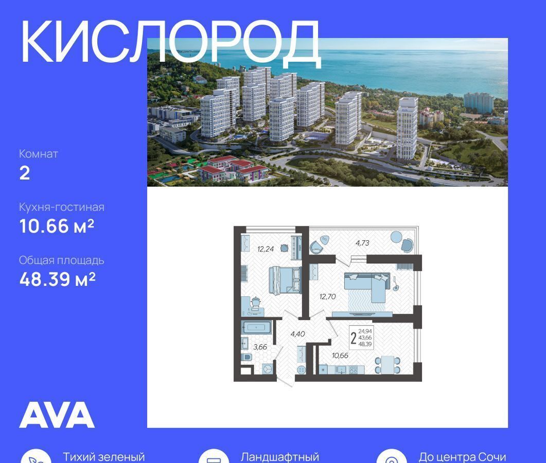 квартира г Сочи р-н Хостинский ул Ясногорская 5 ЖК «Кислород» Хостинский район фото 1