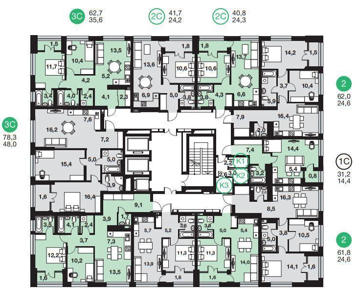 квартира г Уфа р-н Кировский ул Менделеева 134 ЖК «Greenwich» фото 3