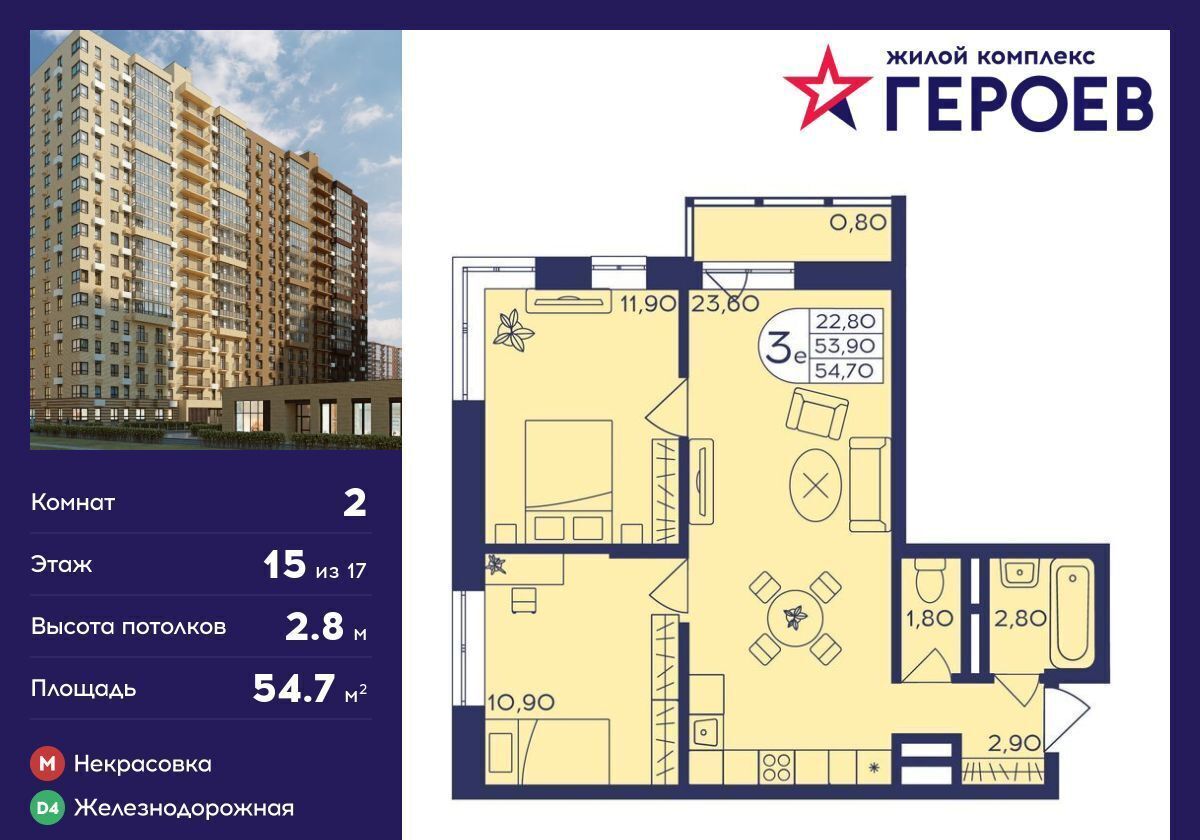 квартира г Балашиха мкр Железнодорожный ЖК «Героев» корп. 406, ул. Автозаводская фото 1