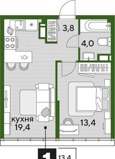 квартира г Краснодар р-н Прикубанский ул. Красных Партизан/Азовская, лит. 3 фото 2