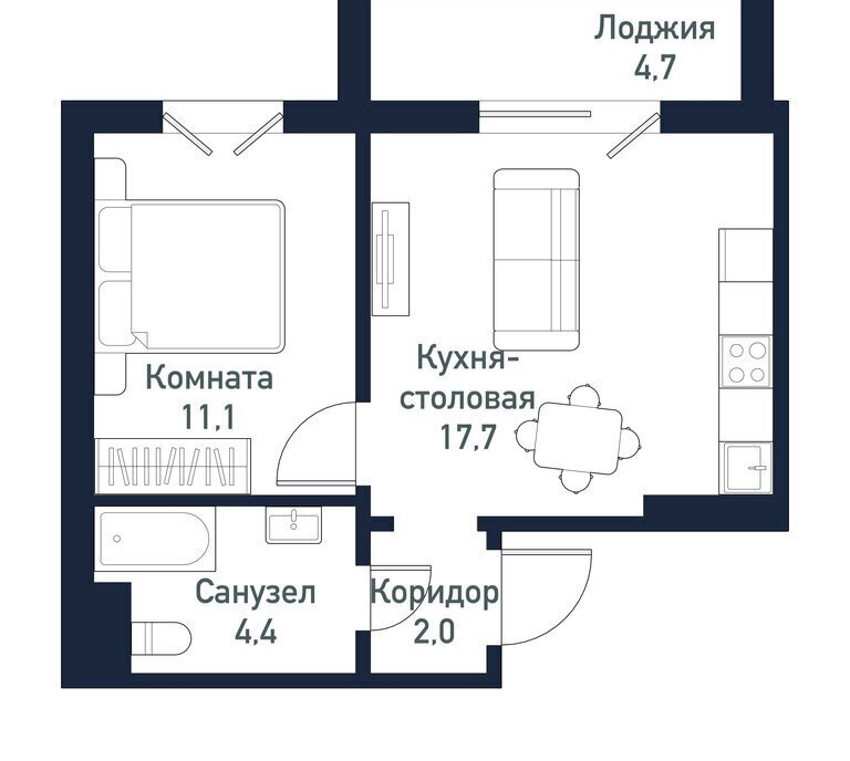 квартира р-н Сосновский п Пригородный Кременкульское сельское поселение, жилой комплекс Парковый Премиум фото 1