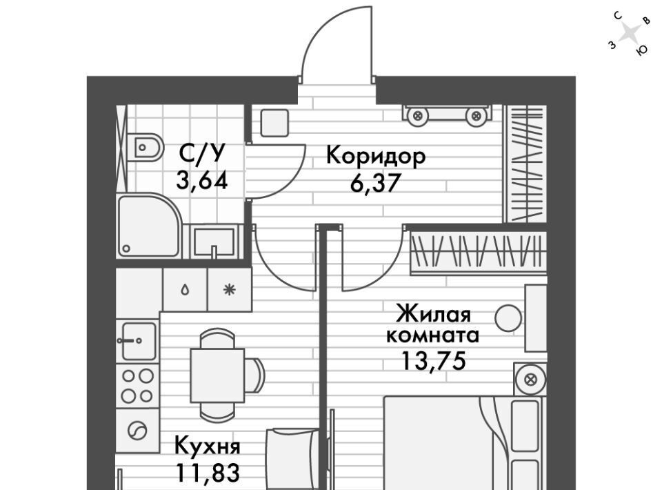 квартира р-н Зеленодольский п Октябрьский Октябрьское с/пос, Северный Вокзал фото 1