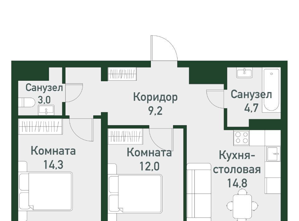 квартира п Западный р-н мкр Привилегия ул Спортивная 20 Кременкульское с/пос фото 1