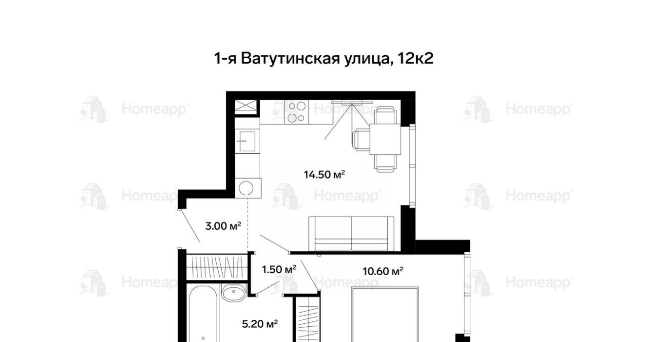 квартира г Москва метро Новохохловская ул 1-я Ватутинская 12к/2 фото 2