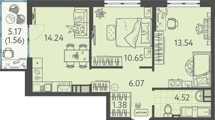 квартира г Краснодар р-н Прикубанский ул им. Кудухова Б.С. 1 фото 1