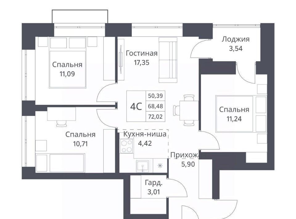 квартира г Новосибирск р-н Калининский Заельцовская Северный Миниполис Фора на Фадеева жилой комплекс фото 1