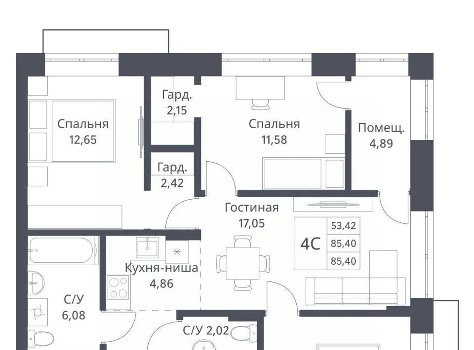 квартира г Новосибирск Заельцовская Северный Миниполис Фора на Фадеева жилой комплекс фото 1