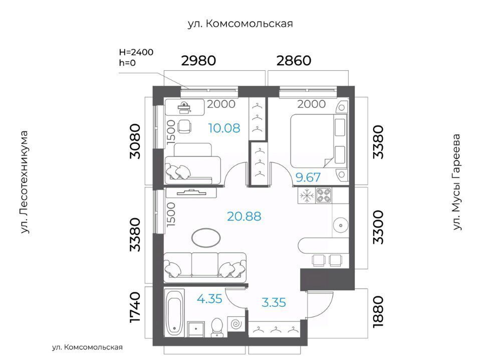 квартира г Уфа р-н Октябрьский микрорайон Глумилино-2 фото 1