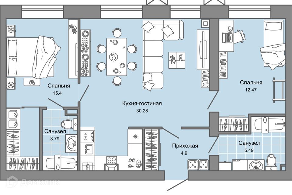 квартира г Ульяновск р-н Заволжский б-р Военных строителей 3 городской округ Ульяновск фото 1