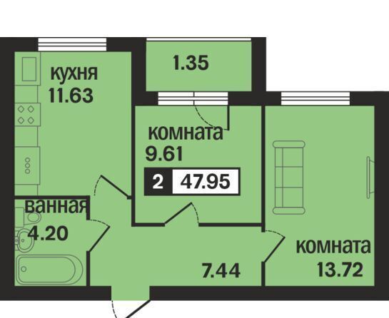 квартира г Муром ул 3-я Новослободская 4 ЖК «Новая Слобода» фото 2