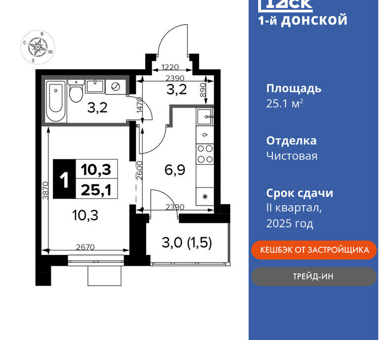 квартира городской округ Ленинский д Сапроново Бутово, жилой комплекс 1-й Донской фото 1