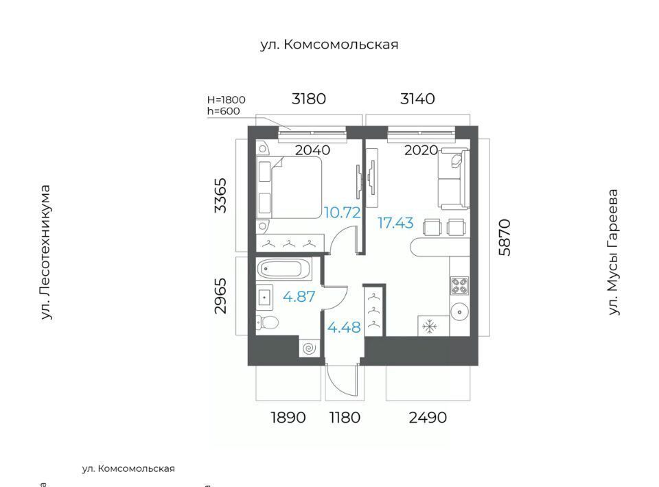 квартира г Уфа р-н Октябрьский микрорайон Глумилино-2 8-е Небо жилой комплекс фото 1