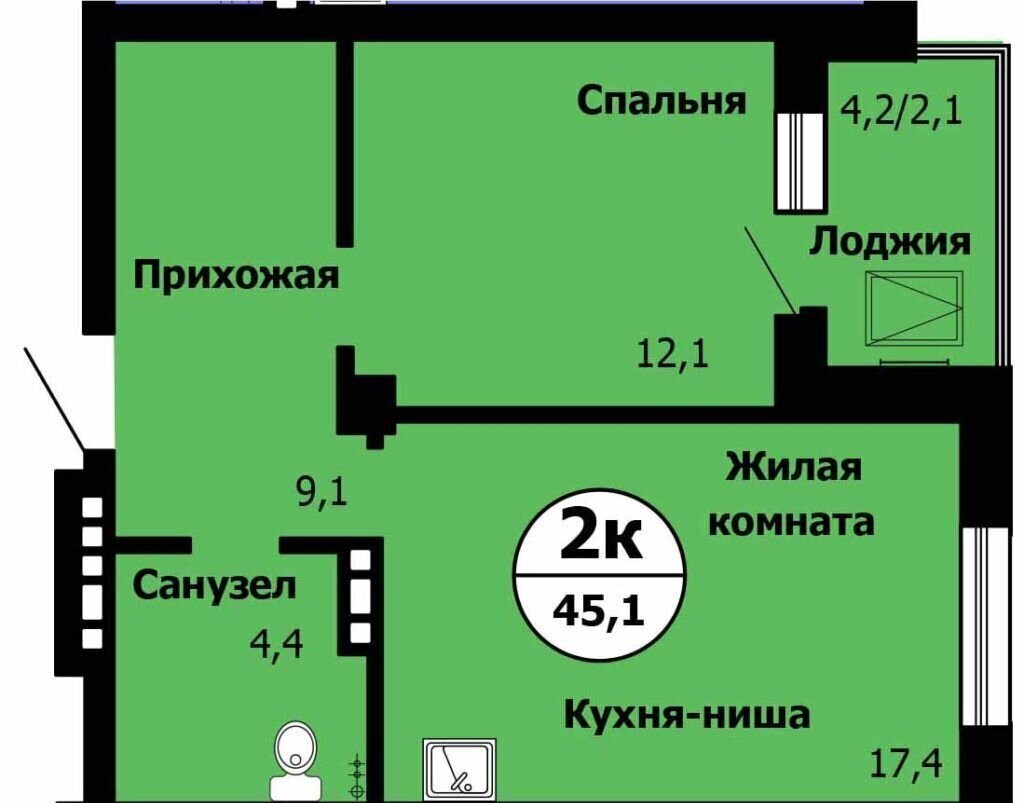 квартира г Красноярск р-н Октябрьский ул. Вильского/Лесопарковая, стр. 2 фото 1