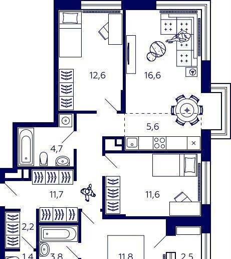 квартира г Уфа р-н Октябрьский ул Энтузиастов 7в ЖК Tau House д. 7 фото 1