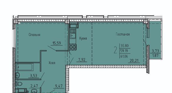 квартира г Пенза Пенза-2 ул Генерала Глазунова 6 р-н Октябрьский фото 2