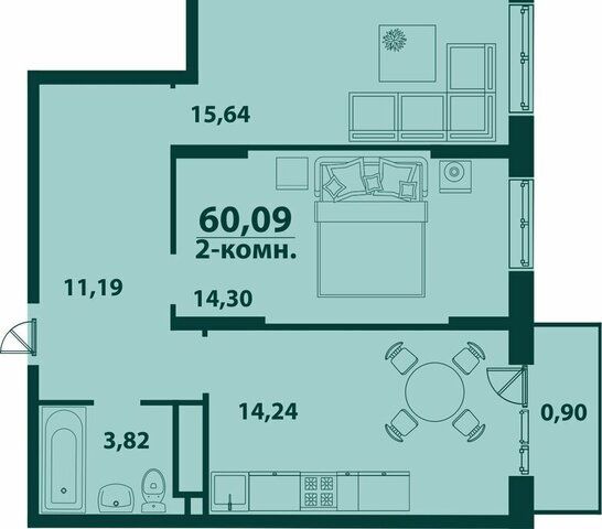 р-н Засвияжский 19-й микрорайон ЖК «‎Аквамарин 2» 4 фото