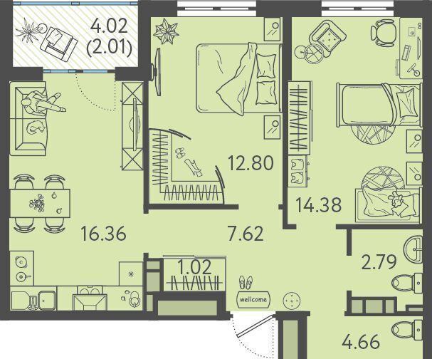 квартира г Краснодар р-н Прикубанский ул им. Кудухова Б.С. 1 фото 1