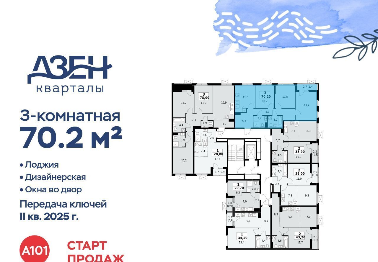 квартира г Москва метро Бунинская аллея ЖР «Дзен-кварталы» 1/1 6. фото 3