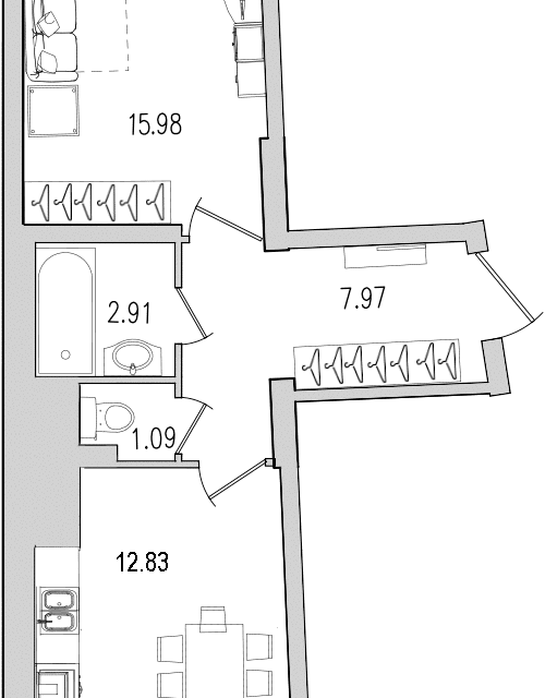 квартира г Санкт-Петербург ул Кустодиева 5к/1 ЖК Байрон Выборгский фото 1