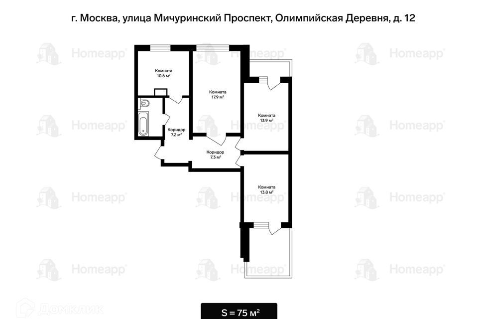 квартира г Москва пр-кт Мичуринский 12 Западный административный округ, Олимпийская деревня фото 2