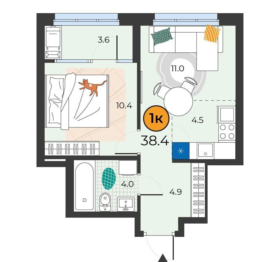 квартира г Тюмень р-н Восточный ул Мельникайте 151 ЖК Корней корп. 2 фото 1