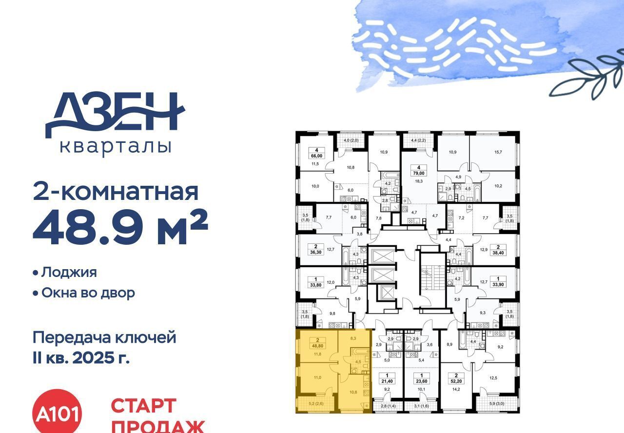 квартира г Москва метро Бунинская аллея ЖР «Дзен-кварталы» 3/1 фото 3