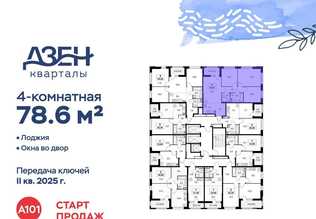 квартира г Москва метро Бунинская аллея ЖР «Дзен-кварталы» 3/1 фото 3