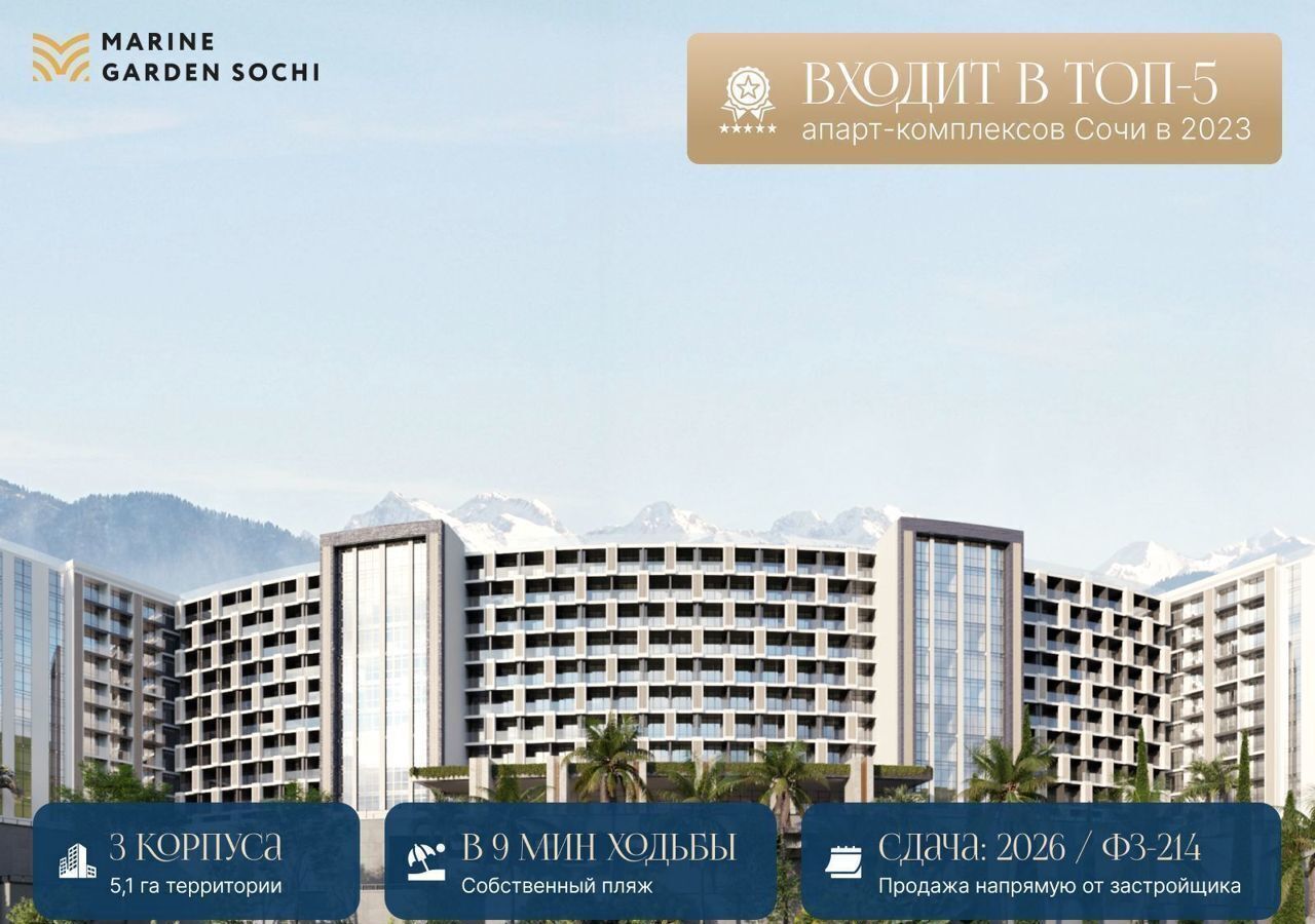 квартира г Сочи р-н Хостинский Хоста ул Володарского 17 «Marine Garden Sochi» Hotels & Resort д. 6 фото 4