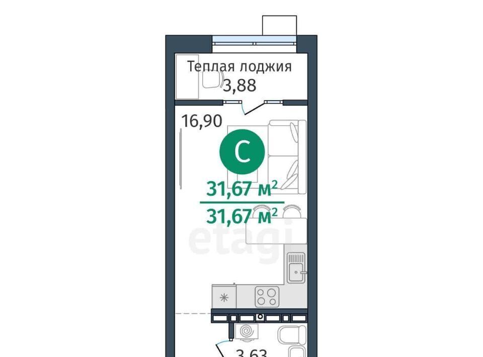 квартира р-н Тюменский д Дударева Гринвуд жилой комплекс, 2. 2.3 фото 7