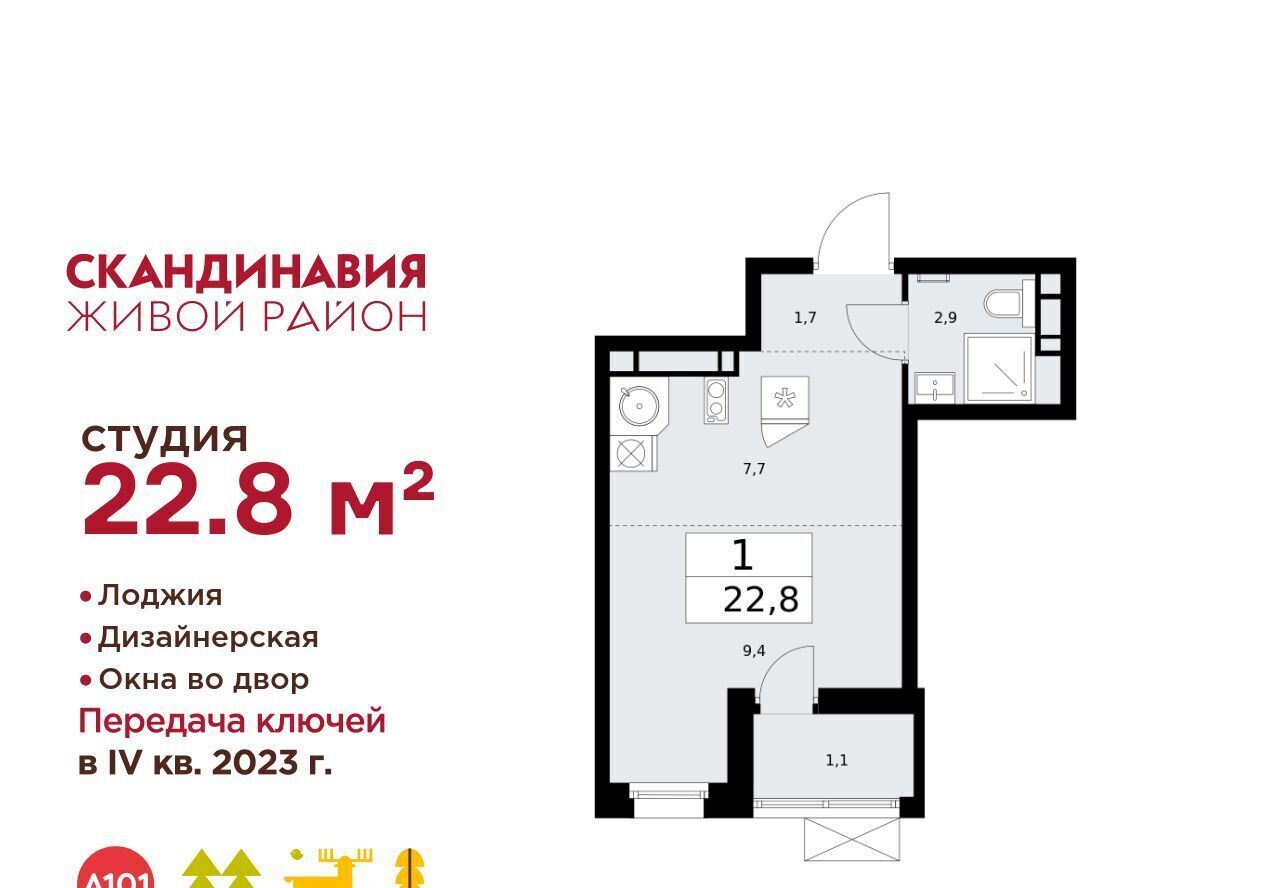 квартира г Москва п Сосенское ЖК Скандинавия 25/1 метро Теплый Стан фото 1