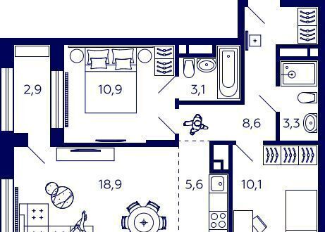 квартира г Уфа р-н Октябрьский ул Энтузиастов 7в ЖК Tau House д. 7 фото 1