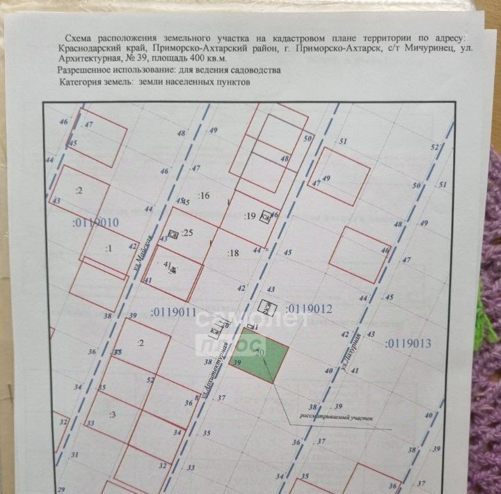 земля р-н Приморско-Ахтарский г Приморско-Ахтарск снт Мичуринец дачное товарищество, ул. Архитектурная, 39, садовое фото 2