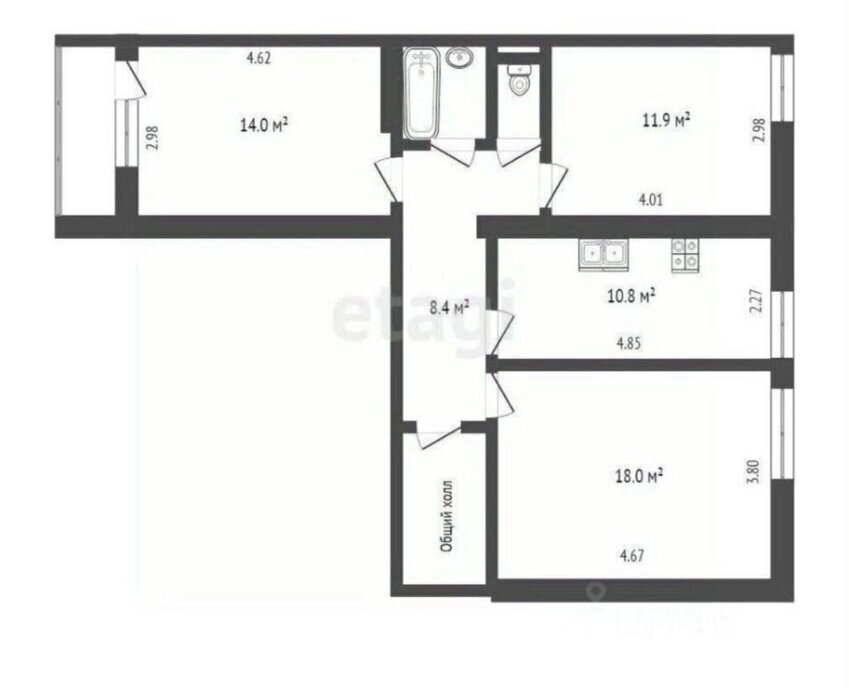 квартира г Москва метро Бауманская Бауманка ул Бакунинская 43/55 фото 22