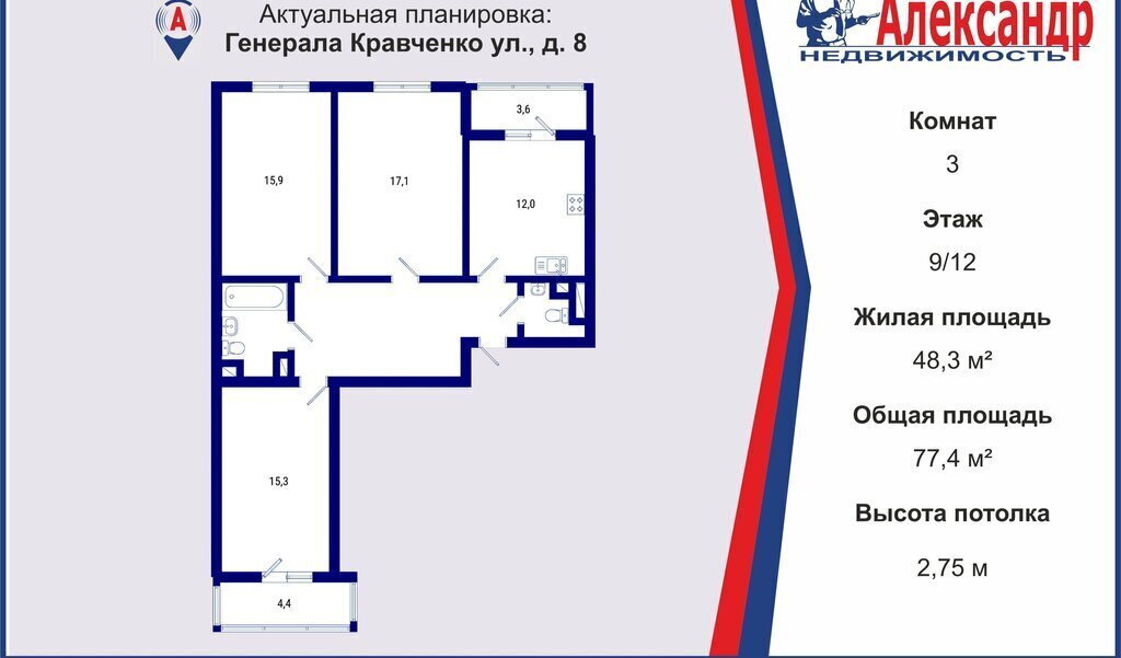 квартира г Санкт-Петербург метро Проспект Ветеранов ул Генерала Кравченко 8 ЖК Солнечный округ Сосновая Поляна фото 2