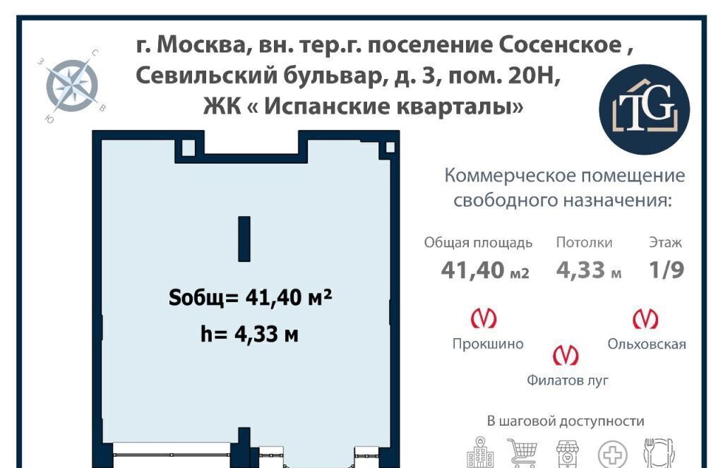 свободного назначения г Москва п Сосенское б-р Севильский 3 метро Прокшино Новомосковский административный округ, Московская область, Мосрентген фото 16