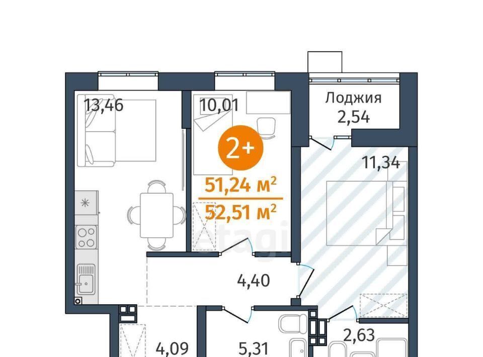 квартира р-н Тюменский д Дударева Гринвуд жилой комплекс, 2. 2.3 фото 7