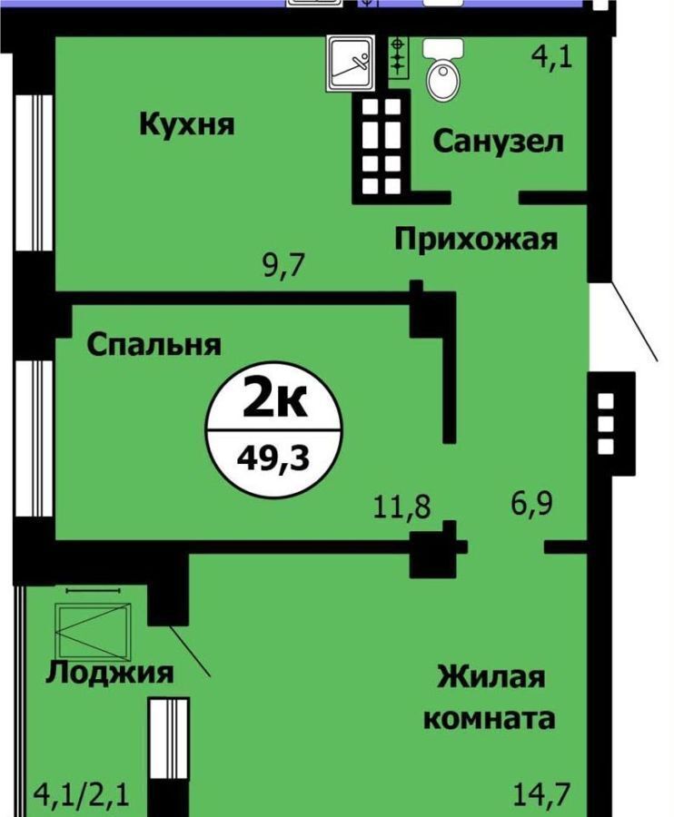 квартира г Красноярск р-н Октябрьский ул. Вильского/Лесопарковая, стр. 1 фото 1