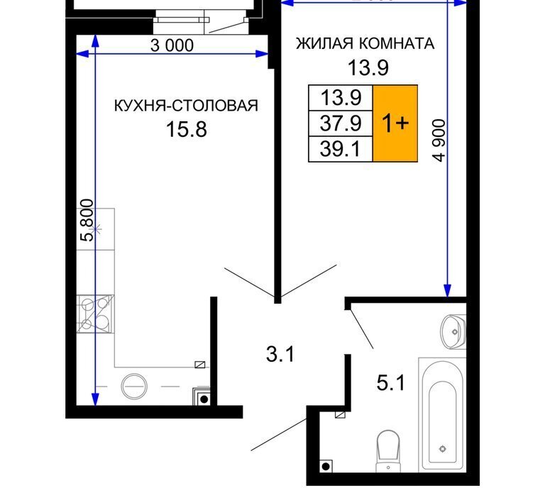 квартира г Краснодар р-н Прикубанский ЖК «Дыхание» фото 1